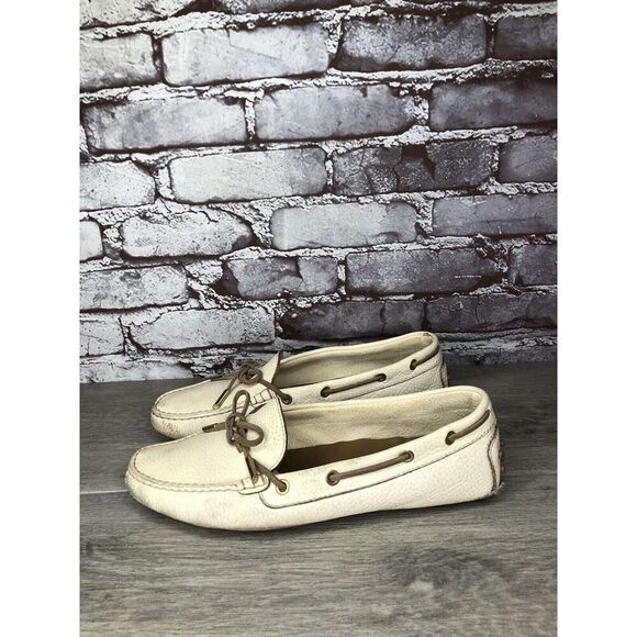 Tod’s Ivory Cream Leather Gommino Driving Moccasin Shoes Women’s Sz 40EU/9.5M US - Picture 14 of 16